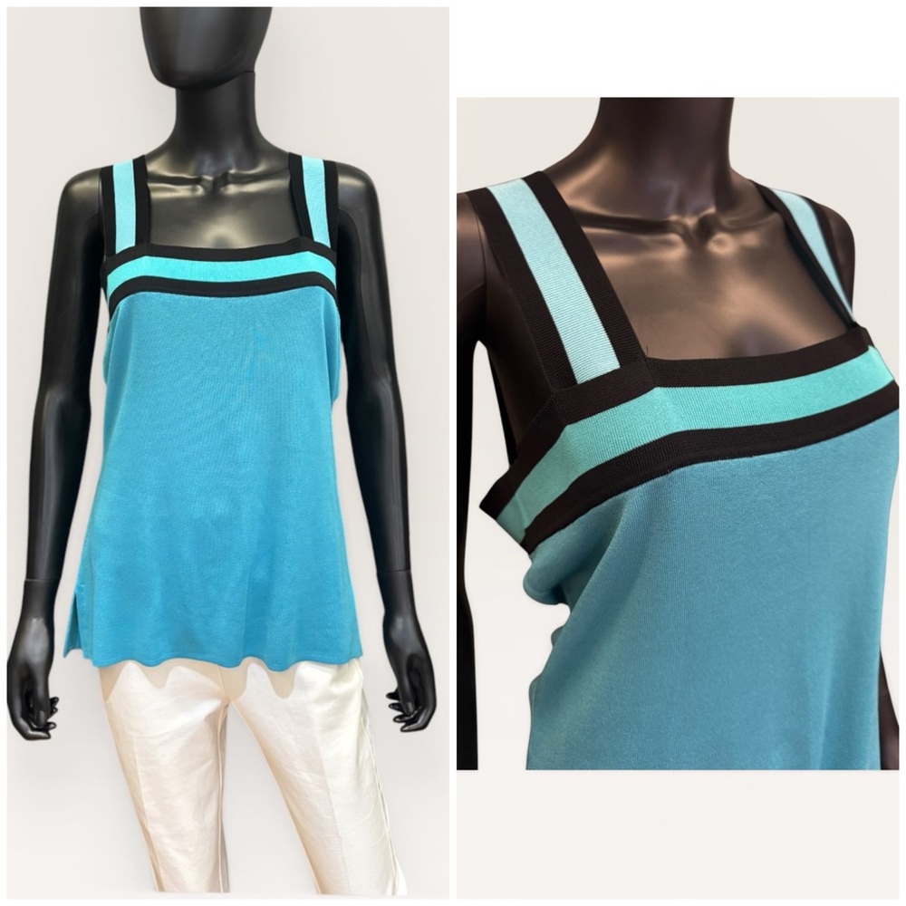Misook Square Neck Knit Turquoise Tank Cami